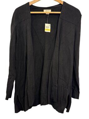 Style & Co Womens Black Open Front Cardigan Size M Lightweight Cotton Blend